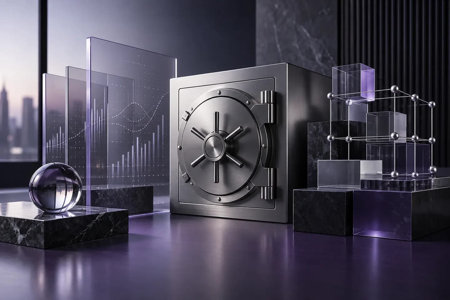 Conceptual secure finance network in glass and structured data forms